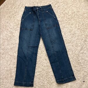 Loft straight wide leg button butterfly Jean. Size 24